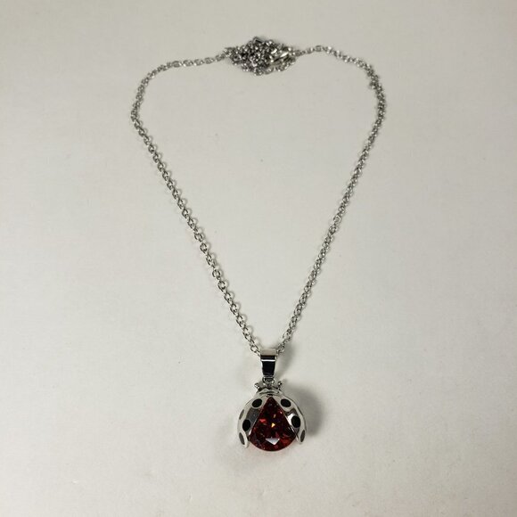 Women’s Sterling Silver Ladybug Necklace – Red Stone - Swarovski Crystal Jewelry - Picture 4 of 10